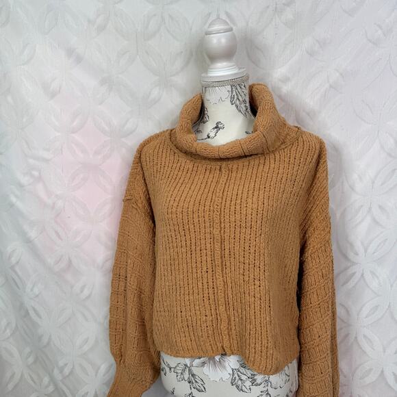 Free People Be Yours Cowl Neck Sweater Camel Size XS - Picture 6 of 11